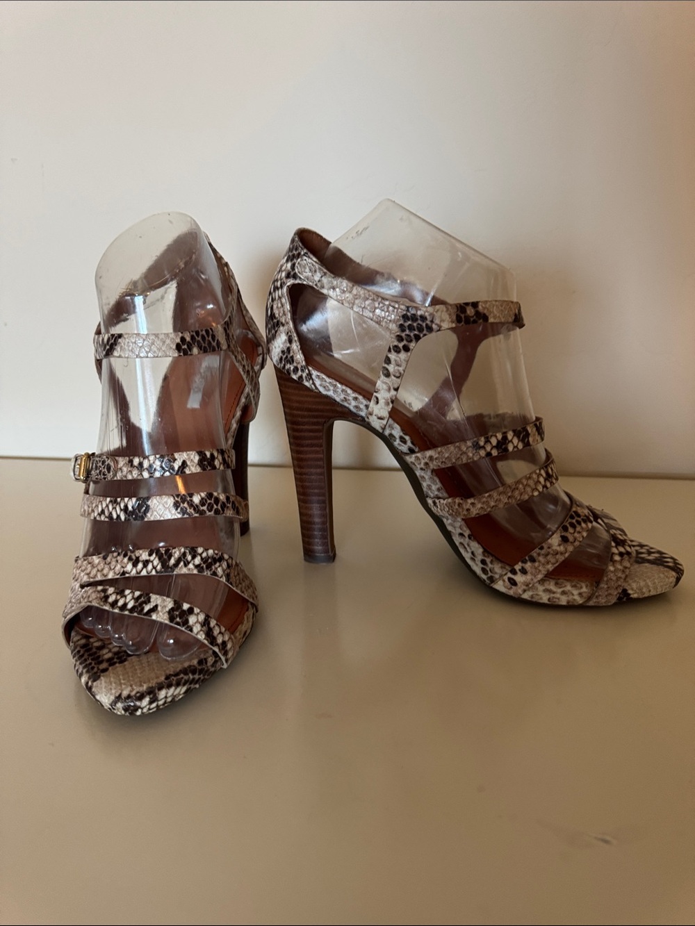 GEOX Respira Snake-Print Strappy High Heel Sandals